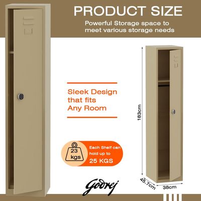 Modern Single Door Locker with Digital Lock Storage Strong, Safe and Durable Privacy Door Locker, Documents, Cash, Jewelry Safety for Home, Garage, Hotel, Office - Beige