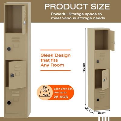 Modern 4 Door Locker with Digital Lock Storage Strong, Safe and Durable Privacy Door Locker, Documents, Cash, Jewelry Safety for Home, Garage, Hotel, Office - Beige