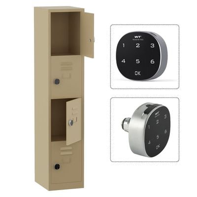 Modern 4 Door Locker with Digital Lock Storage Strong, Safe and Durable Privacy Door Locker, Documents, Cash, Jewelry Safety for Home, Garage, Hotel, Office - Beige