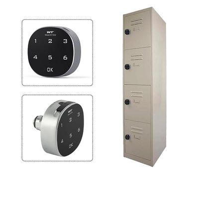 Modern 4 Door Locker with Digital Lock Storage Strong, Safe and Durable Privacy Door Locker, Documents, Cash, Jewelry Safety for Home, Garage, Hotel, Office - Beige