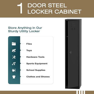 Modern Single Door Locker with Digital Lock Storage Strong, Safe and Durable Privacy Door Locker, Documents, Cash, Jewelry Safety for Garage, Home, Hotel, Office - Black