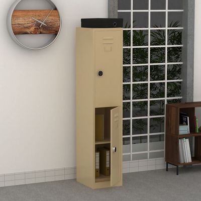 Modern Dual Door Locker with Digital Lock Storage Strong, Safe and Durable Privacy Door Locker, Documents, Cash, Jewelry Safety for Home, Garage, Hotel, Office - Beige