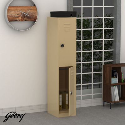 Modern Dual Door Locker with Digital Lock Storage Strong, Safe and Durable Privacy Door Locker, Documents, Cash, Jewelry Safety for Home, Garage, Hotel, Office - Beige