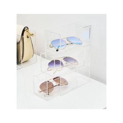 HS Vanity Clear 3 Tiers Acrylic Glasses Display Drawers-Clear 