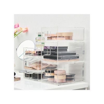HS Vanity Stackable Acrylic Large Drawer Set of 2-Clear 