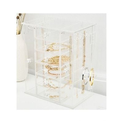 HS Vanity Customized Product Acrylic Jewelry Box with 6 Drawers-Clear 