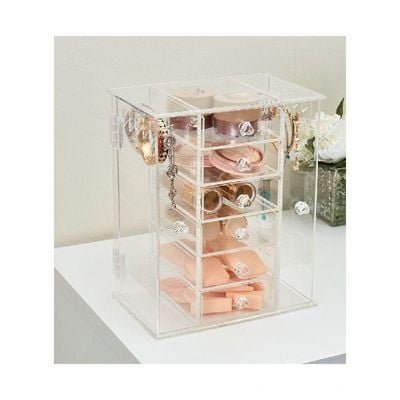 HS Vanity Customized Product Acrylic Jewelry Box with 6 Drawers-Clear 