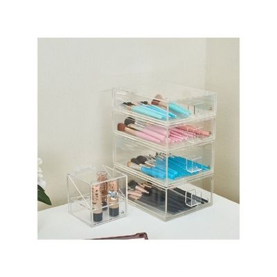 HS Vanity Stackable Acrylic Small Drawer Set of 2-Clear 