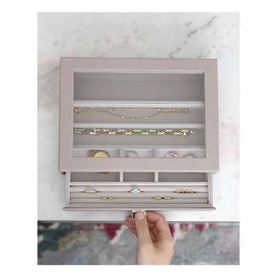 Stackers Classic Ring & Bracelet Drawer with Glass Lid-Taupe