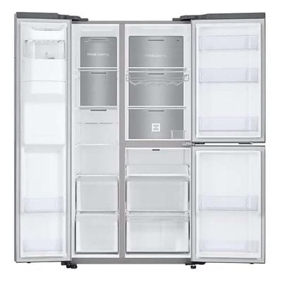 Samsung Side By Side Refrigerator 650 Lit Icemaker Finish Easy clean steel.