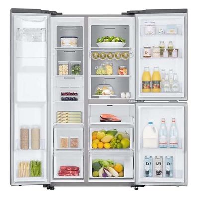 Samsung Side By Side Refrigerator 650 Lit Icemaker Finish Easy clean steel.