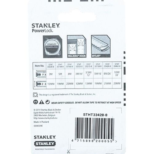 Stanley 8metre Or 16Ft Tape Power Lock