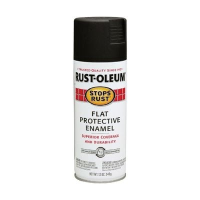 RustOleum Stops Rust Flat Spray Black 12Oz