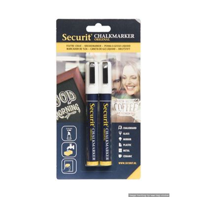 Securit Liquid Chalkmarker White 2-6mm Nib Pack of 2