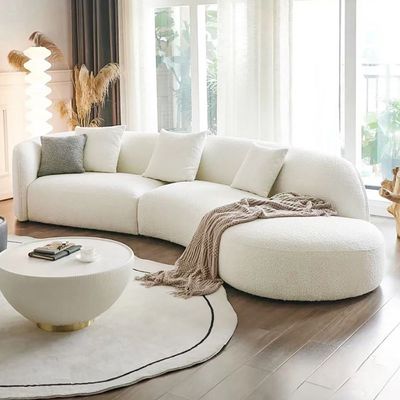 أريكة الكرنك الصوف البربري الأوروبي 4 مقاعد - أبيض