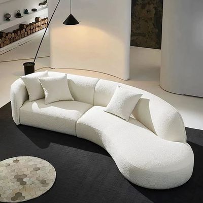 أريكة الكرنك الصوف البربري الأوروبي 4 مقاعد - أبيض