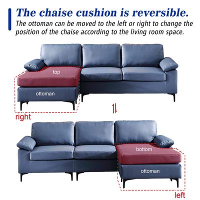 Rossi 3 Seater Sectional Sofa - Blue