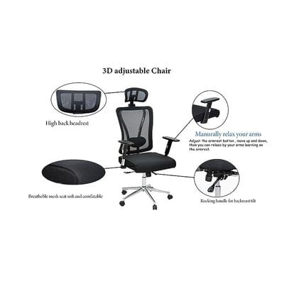 Mesh Executive Office Home Chair 360Â° Swivel Ergonomic Adjustable Height Lumbar Support Back K-9982