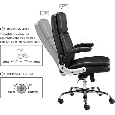 Executive Office Home Chair PU Leather 360Â° Swivel Desk Chair, High Back Adjustable Height Computer Table Chair, Soft Foam Gaming Study Chair Lumbar Support Brown K-702