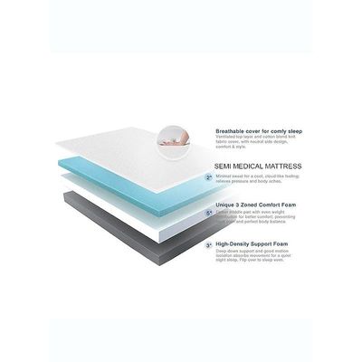 Orthopedic Semi Medical Mattress 2-Years Warranty Size 200x200x8 Cm