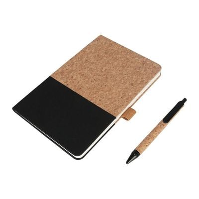 Eco-Neutral - Borsa A5 Cork Fabric Notebook & Pen Set - Black