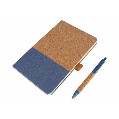 Eco-Neutral - Borsa A5 Cork Fabric Notebook & Pen Set - Blue