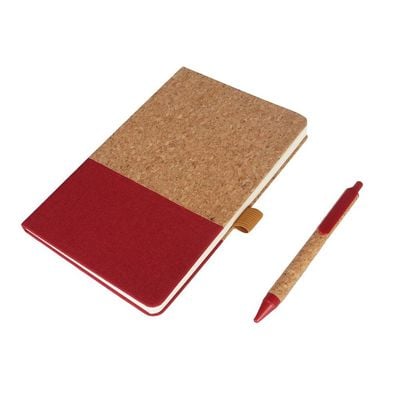 Eco-Neutral - Borsa A5 Cork Fabric Notebook & Pen Set - Red