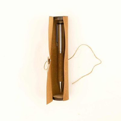 Eco-Neutral - Koru Metal Pen W/ Recycled Leather Barrel - Brown