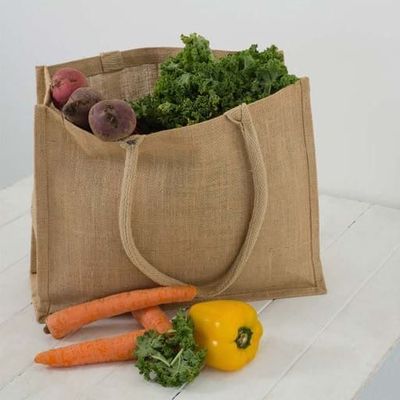 Pack of 5 - Eco-Neutral - Horizontal Jute Shopping Bag  - Natural