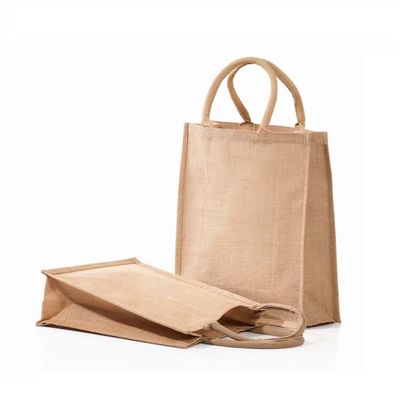 عبوة من 5 قطع - حقيبة تسوق عمودية من الجوت - محايدة للبيئة - طبيعية