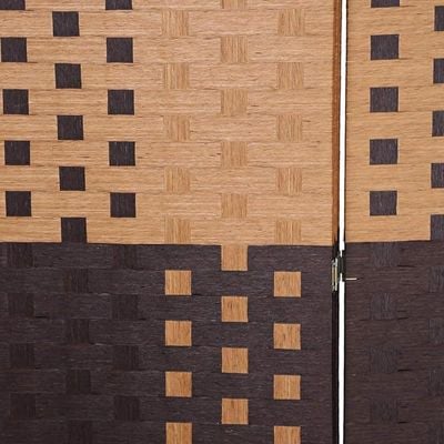 SHOWAY Synthetic Fabric Brown Foldable Room Divider