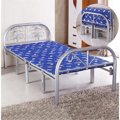 Galaxy Design Heavy Duty Metal Folding Bed Silver & Blue Color - Single Size 90x190x70 cm Model GDF-FB19090