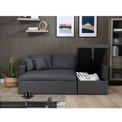 Galaxy Design Devan Sofa Cum Bed With Cushions Dark Grey Color -210D x 160W 95H Model GDF-D07.
