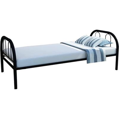 Galaxy Design Heavy Duty Round Steel Bed Black Color Single Size - L190 x W90 x H75 Cm - Model-131BK