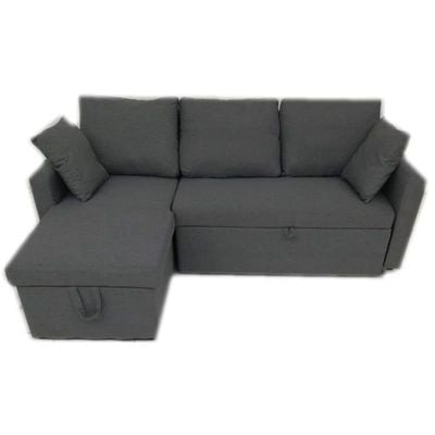 GDF GALAXY DESIGN FURNITURE L Shaped Home Fabric Sofa Bed, Grey (215L X 150W x 60D cm)