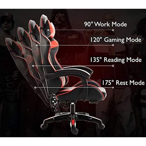 Yalla Office Gaming Chair - Black & Red, 808Rednfr
