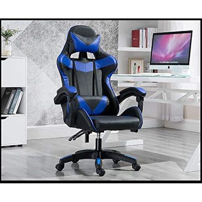 Yalla Office Gaming Chair - Black & Blue, 808Blunfr