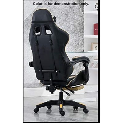 YALLA OFFICE Gaming Chair - Black & Blue with Footrest