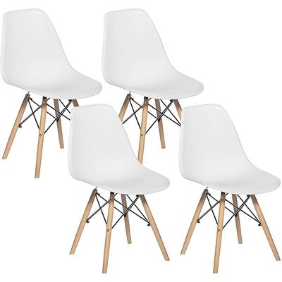 4 Plastic Modern Chairs - White KPC112