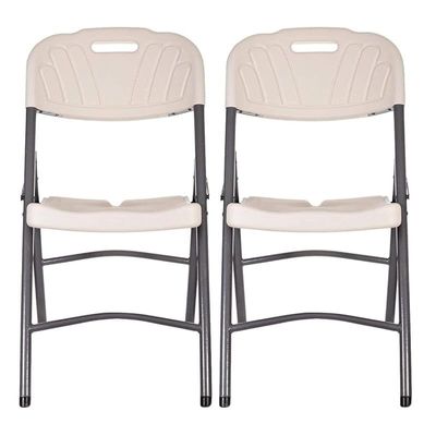 2-Piece Folding Plastic Chair - White & Black - Model: KFC412 (2)