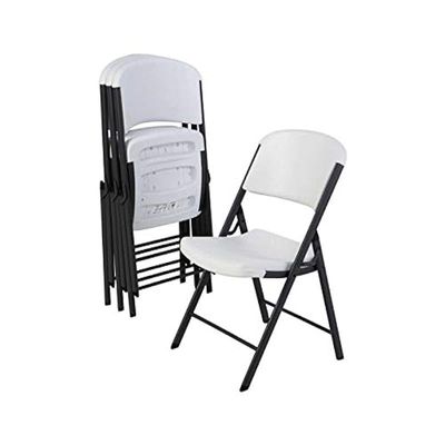 2-Piece Folding Plastic Chair - White & Black - Model: KFC412 (2)