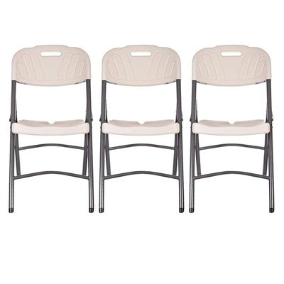 6-Piece White & Black Plastic Folding Chairs - Model: KFC416 (4