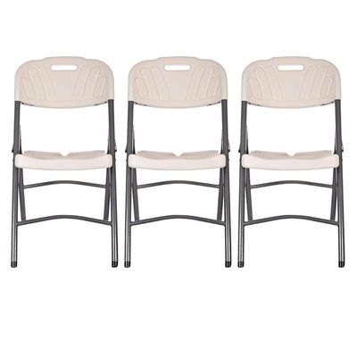 3-Piece White Plastic Folding Chairs - Model: KFC413 (3)