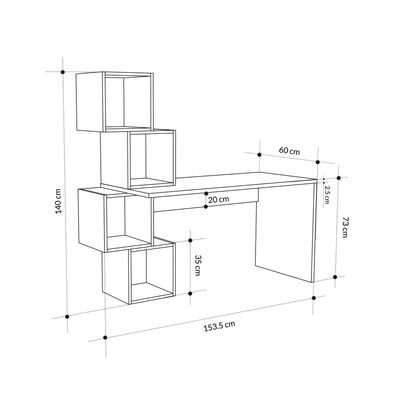 Mourah Balance Working Table With Storage - White/Anthracite/White - 2 Years Warranty