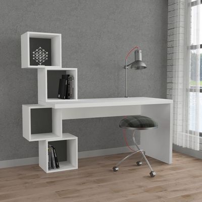 Mourah Balance Working Table With Storage - White/Anthracite/White - 2 Years Warranty