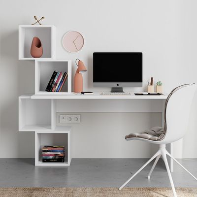 Mourah Balance Working Table With Storage - White/White/White - 2 Years Warranty