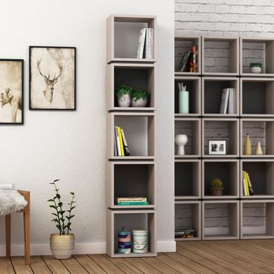 Mourah Multi Corner Bookcase - Light Mocha/Anthracite - 2 Years Warranty