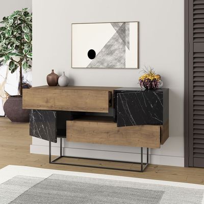 Mourah Eros Console - Brown/Black Marble - 2 Years Warranty