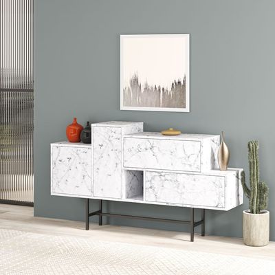 Mourah Hermes Console - Carrara/Carrara - 2 Years Warranty