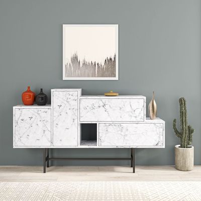 Mourah Hermes Console - Carrara/Carrara - 2 Years Warranty